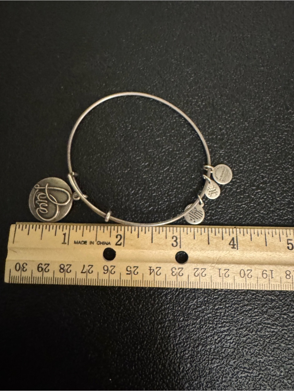 Alex and Ani Silver 'Love' Expandable Charm Bangle Bracelet